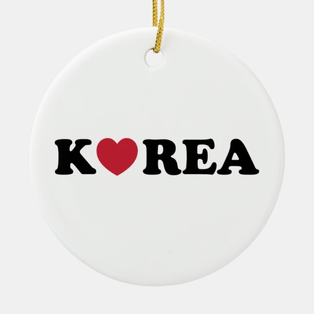 Ornamento De Cerâmica Coração de Amor da Coreia (Frente)