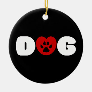 Ornamento De Cerâmica Coração de Amor de Cão