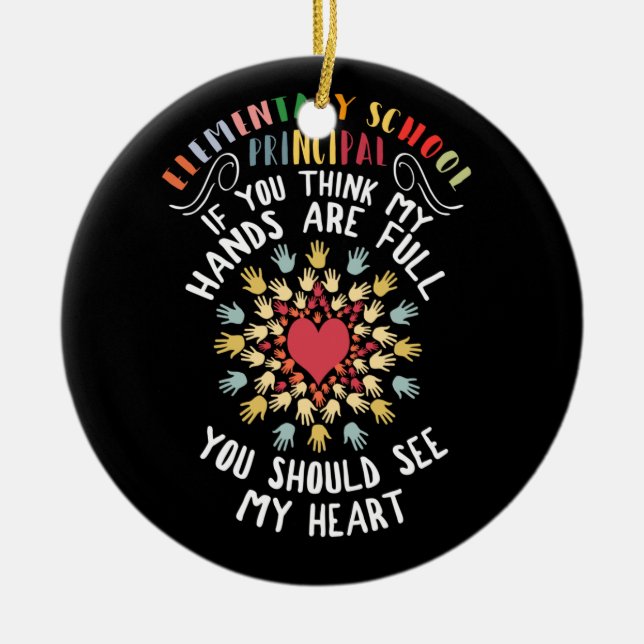 Ornamento De Cerâmica Coração de Apreciação Principal da Escola Elementa (Frente)