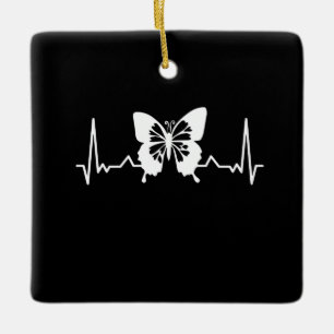 Ornamento De Cerâmica Coração de Borboleta