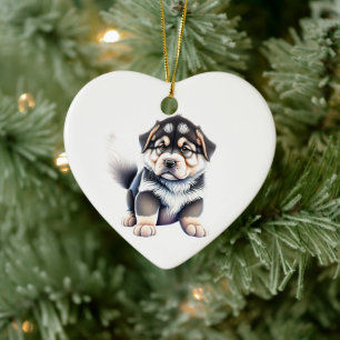 Ornamento De Cerâmica Coração de Cachorro Personalizado de Filhote de Ma