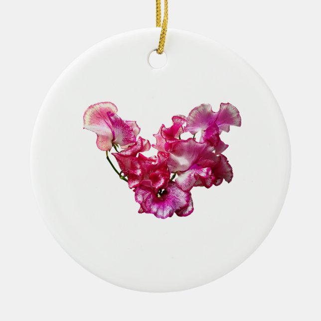 Ornamento De Cerâmica Coração de Ervilha Rosa (Frente)