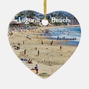 Ornamento De Cerâmica Coração de Férias de 2 Lados de Laguna Beach