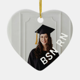 Ornamento De Cerâmica coração de foto personalizado de enfermeira BSN RN