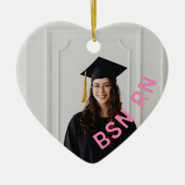 Ornamento De Cerâmica coração de foto personalizado de enfermeira BSN RN