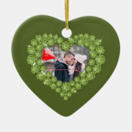 Ornamento De Cerâmica  Coração de fotos personalizada do aniversário de 