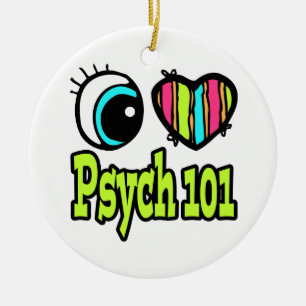 Ornamento De Cerâmica Coração de Olho Brilhante Eu Amo Psicologia 101