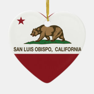 Ornamento De Cerâmica coração de San Luis Obispo da bandeira de
