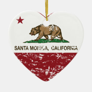 Ornamento De Cerâmica coração de Santa Monica da bandeira de Califórn