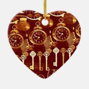 Ornamento De Cerâmica Coração de Sonhos Steampunk