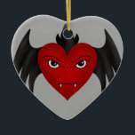Ornamento De Cerâmica Coração de vampiro gótico e bonito<br><div class="desc">Um adorável coração vampiro de asa gótico em um ornamento em forma de coração. Bonito presente para o amante da fantasia ou adolescente. A imagem mostrada é comprimida e,  portanto,  não aparece claramente. O produto final será bonito e claro.</div>
