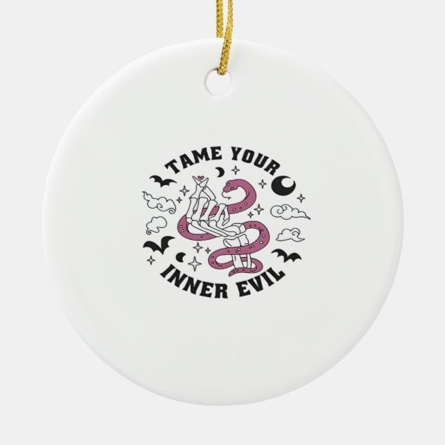 Ornamento De Cerâmica Coração do Fazer da Mão do Esqueleto (Frente)