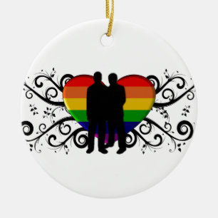 Ornamento De Cerâmica Coração do orgulho gay para homens