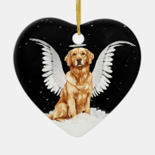 Ornamento De Cerâmica Coração do ouro Retriever Angel Dog