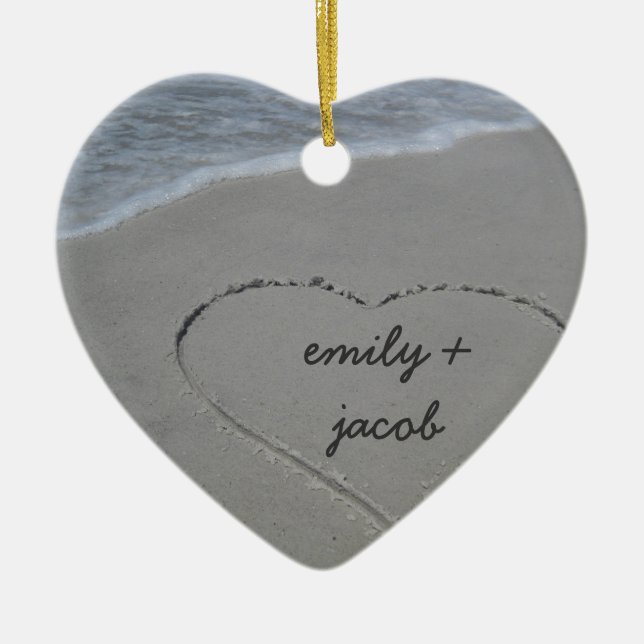 Ornamento De Cerâmica Coração feito sob encomenda da areia nossos (Frente)