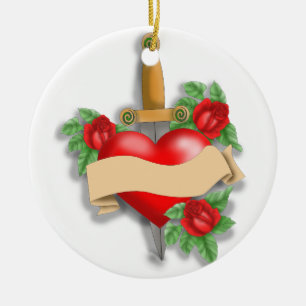 Ornamento De Cerâmica Coração feito sob encomenda do tatuagem