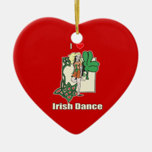 Ornamento De Cerâmica Coração irlandês da dança