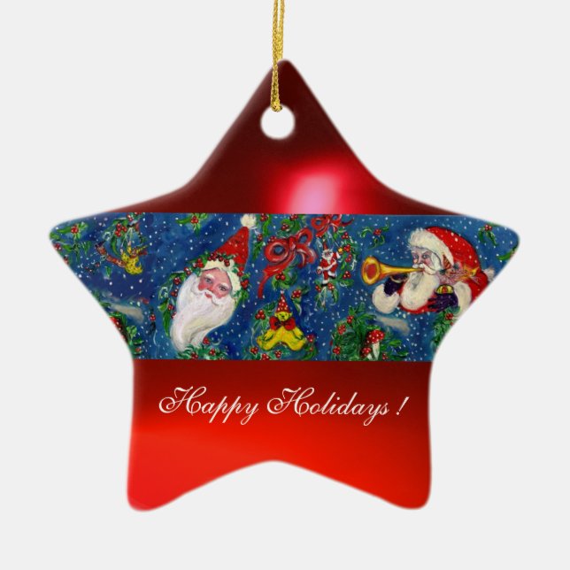 Ornamento De Cerâmica Coração noturno de NATAL (Frente)