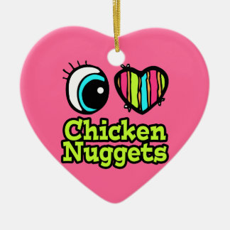 Ornamento De Cerâmica Coração Olho Brilhante Eu Adoro Nuggets De Frango