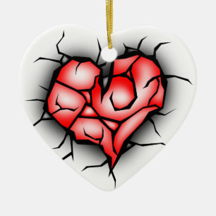 Ornamento De Cerâmica Coração Quebrado e Quebrado