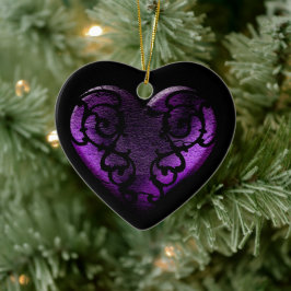 Ornamento De Cerâmica Coração Roxo Gótico Filigree