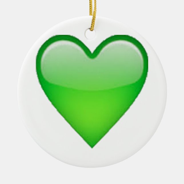 Ornamento De Cerâmica Coração Verde - Emoji (Frente)