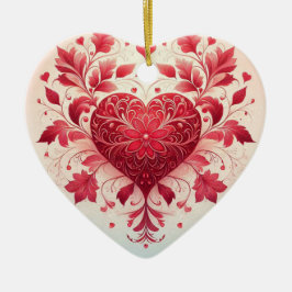 Ornamento De Cerâmica Coração Vermelho