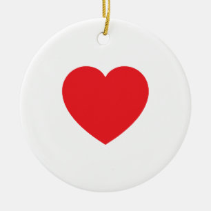 Ornamento De Cerâmica Coração Vermelho Gráfico Branco Moderno Simples