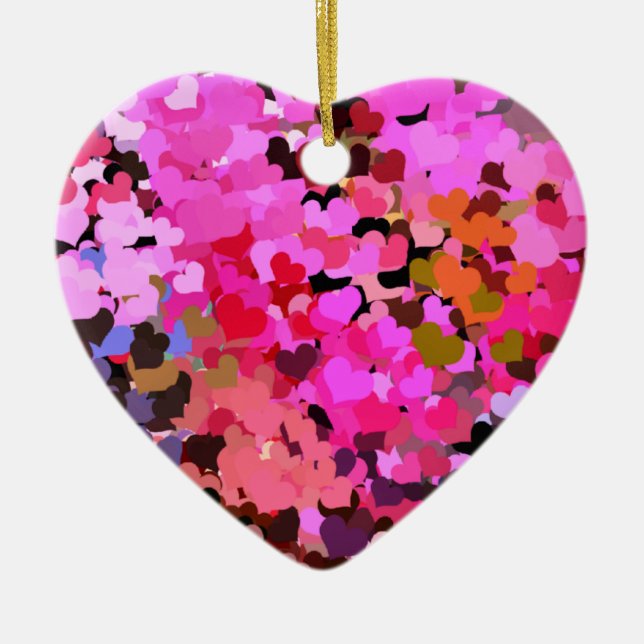 ORNAMENTO DE CERÂMICA CORAÇÕES (Frente)