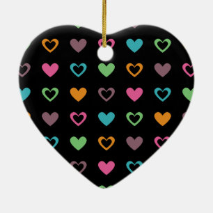 Ornamento De Cerâmica corações coloridos