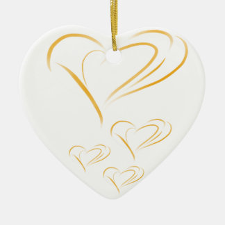 Ornamento De Cerâmica Corações de Amor Dourado