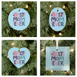 Ornamento De Cerâmica Corações e Flores Bonitos Melhor Mãe De Sempre