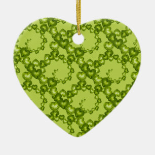 Ornamento De Cerâmica Corações, Garden Green-HEART ORNAMENT