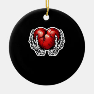 Ornamento De Cerâmica Corações Mãos no Esqueleto - Halloween Bonito