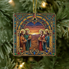 Ornamento De Cerâmica Corações Sagrados Vidro Pintado Natal