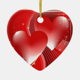 Ornamento De Cerâmica Corações vermelhos