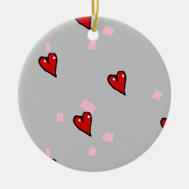 Ornamento De Cerâmica Corações vermelhos nas cinzas