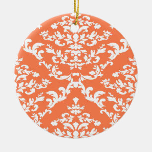 Ornamento De Cerâmica Coral Bold Damask em Emporiomoffa