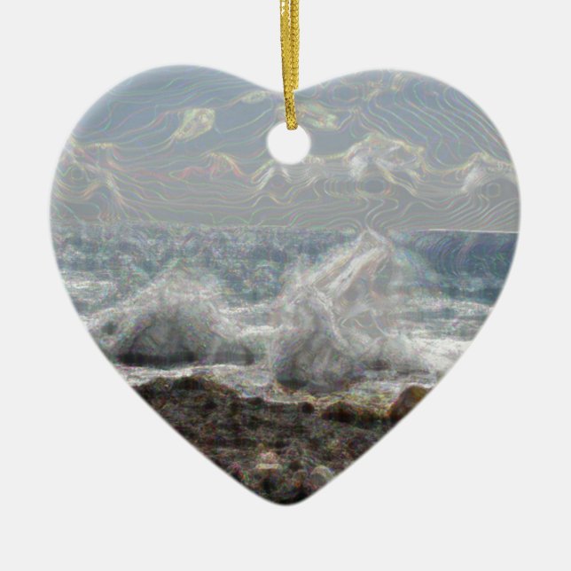 Ornamento De Cerâmica Coral e ondas (Frente)