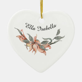 Ornamento De Cerâmica Coral Floral Wreath Personalizado