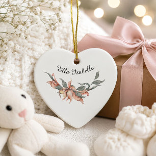 Ornamento De Cerâmica Coral Floral Wreath Personalizado