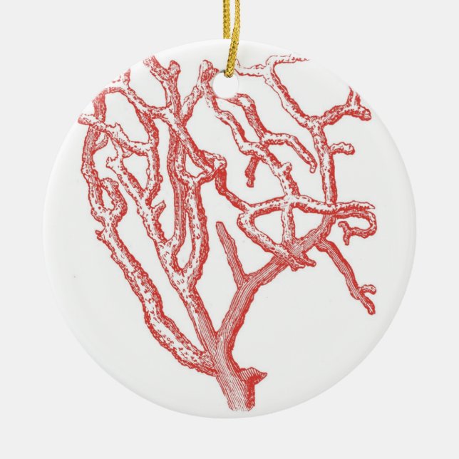 Ornamento De Cerâmica Coral vermelho (Frente)