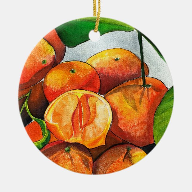 Ornamento De Cerâmica Corante laranja-tangerina fruta (Frente)