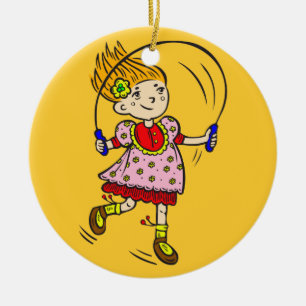 Ornamento De Cerâmica Corda de salto da menina
