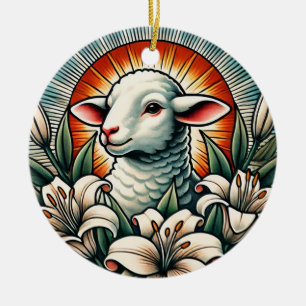 Ornamento De Cerâmica Cordeiro de Páscoa