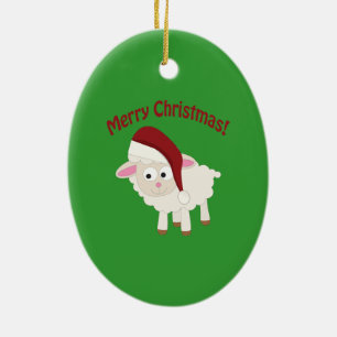 Ornamento De Cerâmica Cordeiro do Feliz Natal