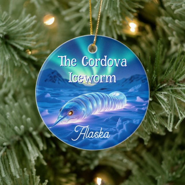 Ornamento De Cerâmica Cordova Iceworm Alasca Críptido Mito Natal (Árvore)