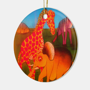 Ornamento De Cerâmica Cores coloridas do safari selvagem de animais afri