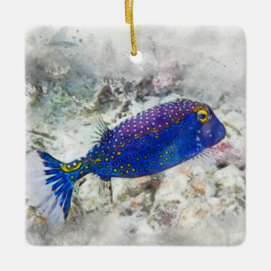 Ornamento De Cerâmica Cores de Água Tropicais do Havaí - Peixe-Boxfish