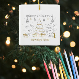 Ornamento De Cerâmica Cores de Nome de Foto de Natal Personalizadas Excl